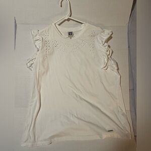 Anne Klein White Ruffle Sleeve Blouse